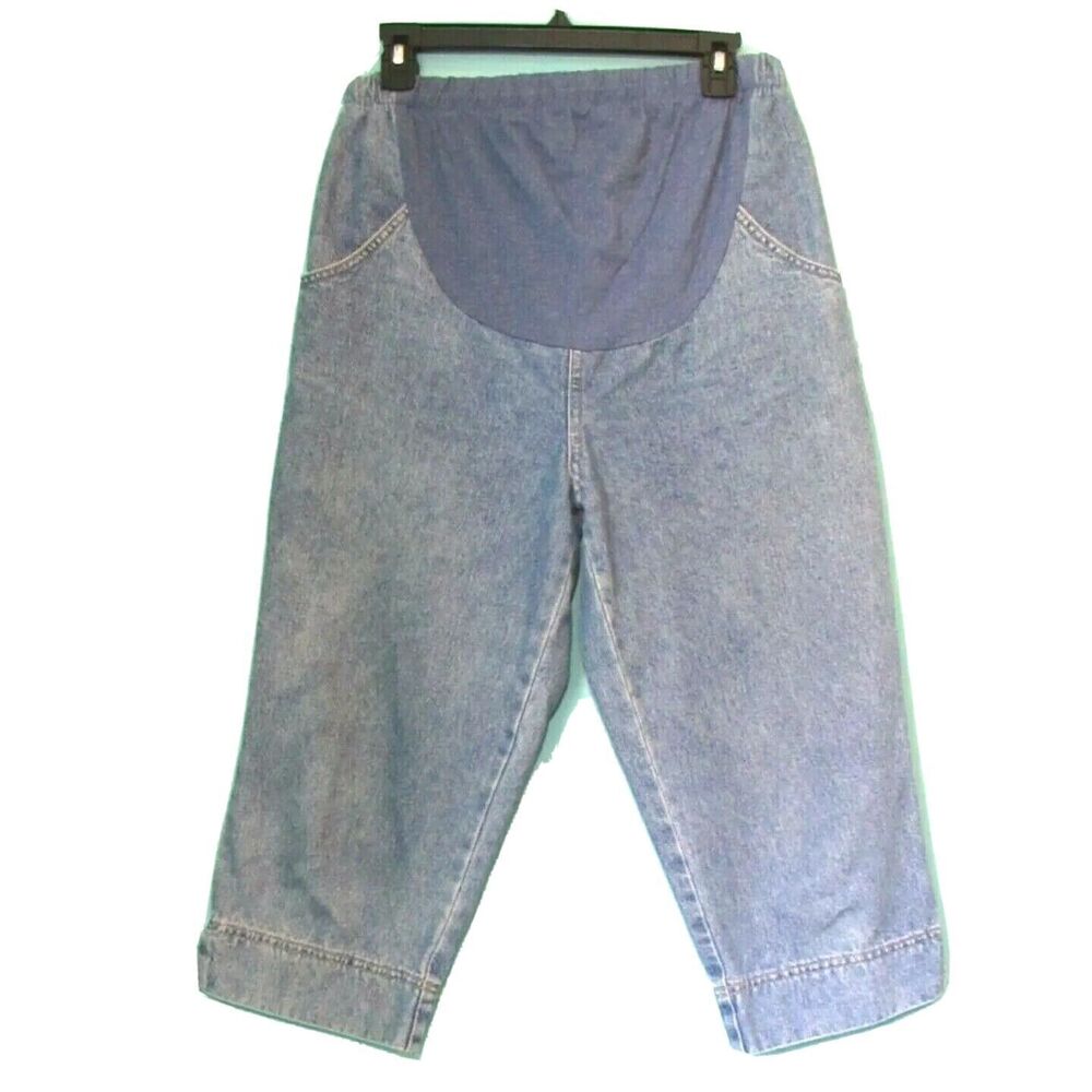 Maternity Jeans Sz 10 Pull On Denim Capri Light Wast Womens In Due Time